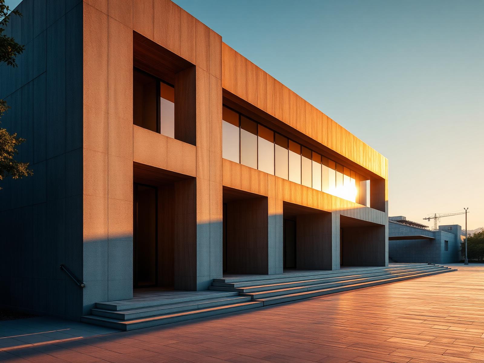 Arquitetura contemporânea brasileira ao pôr do sol